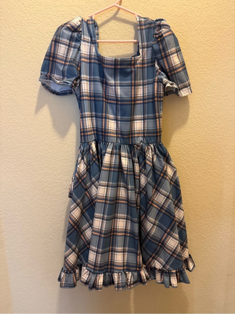Girlhood by Little Stocking Co Blue Plaid Twirl Dress size 8